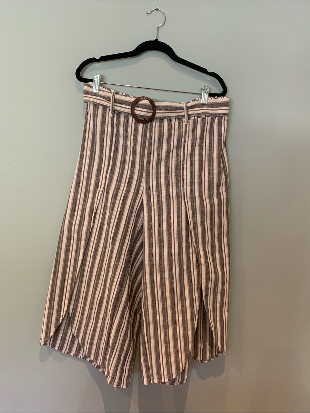 Point Zero Striped Elastic-Waist Pants in Cream, Black & Burgundy